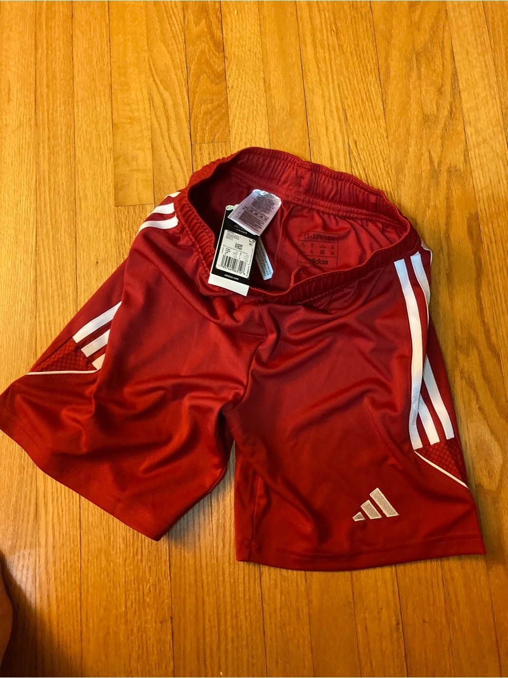 adidas Red Athletic Shorts with White Accents